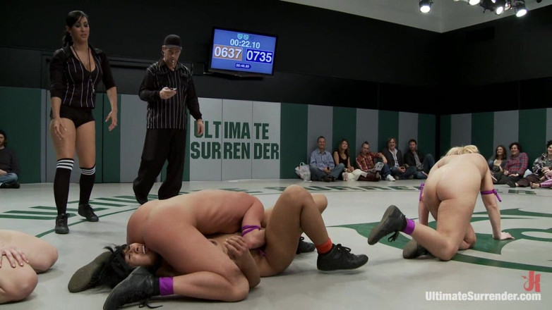 Ultimate surrender by Kink: Rd2 Girls Helpless in Wrestling Holds, Getting Double Teamed. Finger...