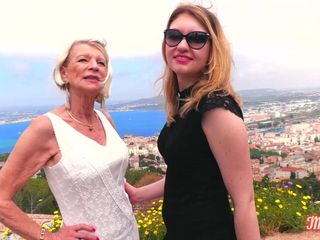 Milf land: Eva, eine 70-jährige GILF, hat sex mit Lyna, 27 jahre alt