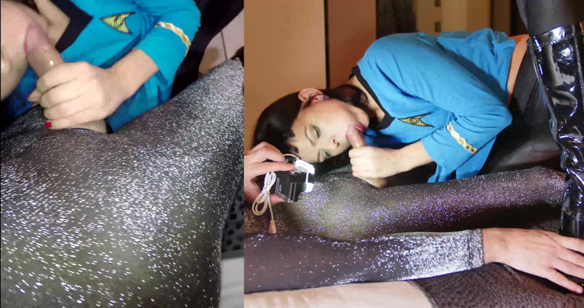 Nylon Xtreme: Sonya Durganova Star Trek Spock naylon çorap içinde