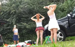 Under Their Mini Skirts No Panties Girls Try on Haul with a Big Ass Blonde a Skinny and Hot Sexy Redhead with a MILF