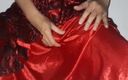 Naomisinka: Crossdresser Wearing Satin Silk Brocade Long Gown
