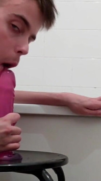 Ftm Sits on 8 Inch Dildo