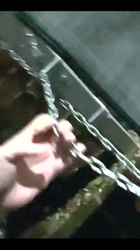 Punished Rod by Leaving Him Outside Blindfolded and Chained to the Drainpipe by His Chastity Cage X