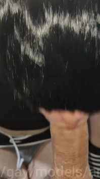 Femboy Is Covered in Stepdaddy's Cum, Fountains of Cum Cover the Whole Body of Student Sissy Femboy!