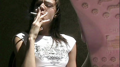 Solo Austria: Smoking fetish with a teen brunette