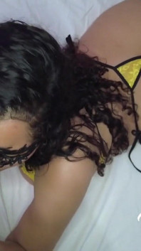 Brazilian Girl Wearing a Lovely Yellow Lingerie Loves to Do Doggystyle