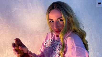 Edita Fantasy: Cute blonde fucks wet vagina with big rubber dildo on...