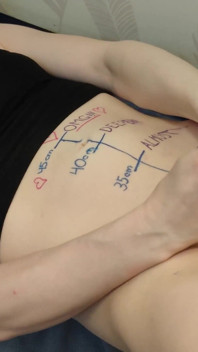 Body Writing, Belly Bulge with a Thrusting Dildo and Cumshot