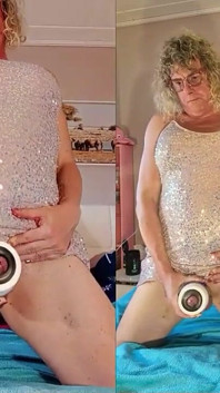 TS Lilly Sophie šuká její zadek s robertkem a zkuste pumpu a sperma s masturbátorem a kolík do zadku