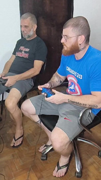 Carmona and Her Stepfather Playing Video Games Naked