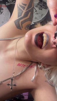 Nose Fuck with Cock and Nipple Clamps on Nose Goth Girl JOI
