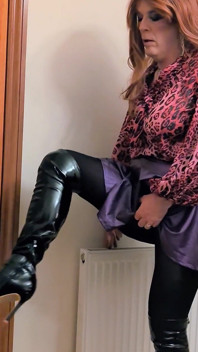 Short Skirt, Tights & Thigh Boots