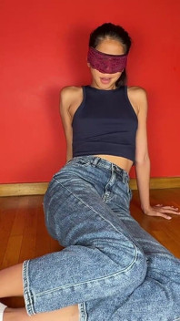 First Jeans Wetting Tease by Cute Asian Girl - Luna Wets the Floor