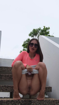 Risky Pee on the Stairs