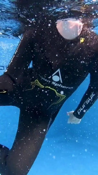Wetsuit Underwater Dildo Blowjob - Neoprene Masked Suck Slut