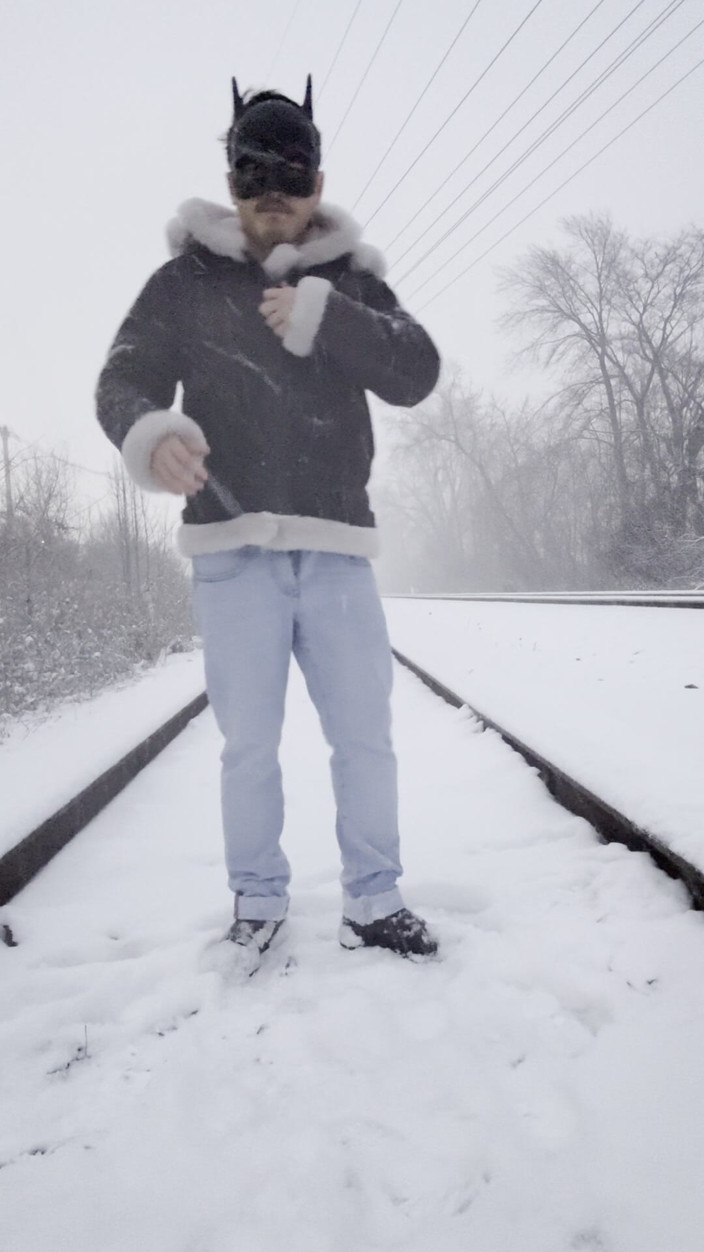 Barenakedboy: Snowy Track Tease: Muscular Stud Strips Bare, Flexes, and Explodes...
