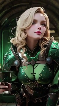 แฟนตาซี Knight ในยุคกลาง! ชุดเกราะสีเขียวและความลับแฉะ คุกเข่าในห้องสมุดจ้องมองคุณ ยัดหน้าอก