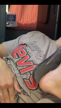 Passenger Cum on Pants While Licking Kiffa`s Flip Flops and Feet.