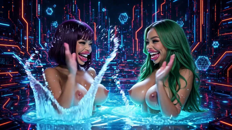 Hot girl dancing: Funny Boobs and Tongue, Ai Animation