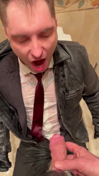 Office Boy in Suit Get Pissing