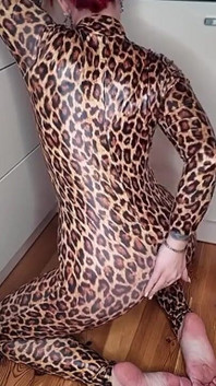 Fingering My Wet Pussy in a Tight Leopard Catsuit!