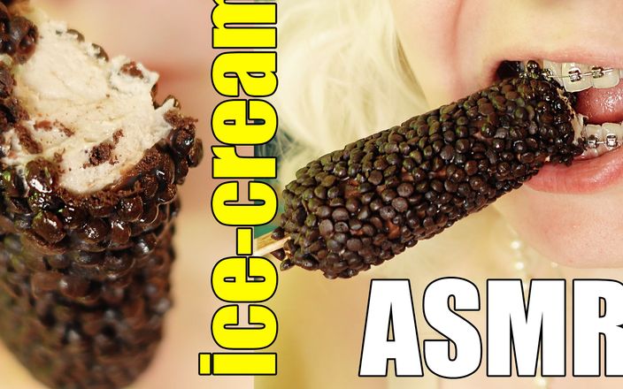 Arya Grander: Jezení zmrzliny v rovnátkách, potravinový fetiš úst ASMR