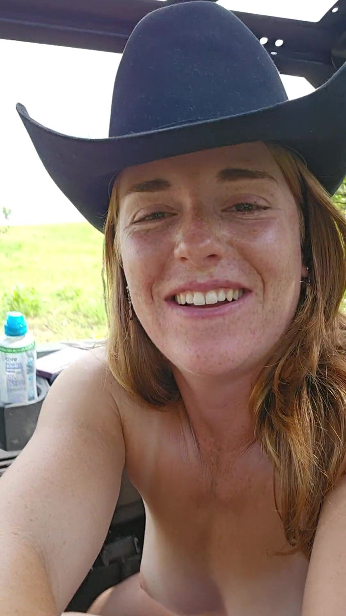 NaughtyRedFarmgirl: Redhead Fucks Ass and Hairy Pussy Outside Squirting Hard