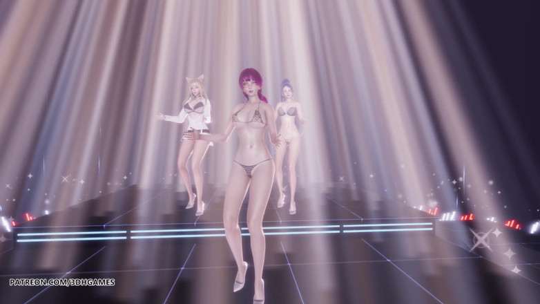 3D-Hentai Games: [MMD] 모모랜드 - Baam Ahri Kaisa Evelyn의 섹시한 스트립쇼 리그 오브 레전드 KDA