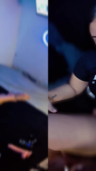 Urs cu spermă cu vedere la persoana 1 cu oral adânc în gât, latina groasă și sexy