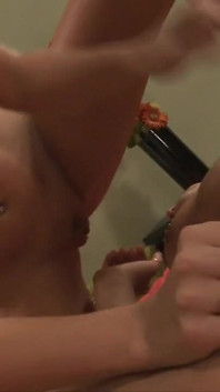 Playful teens lick each other's pussy and ass