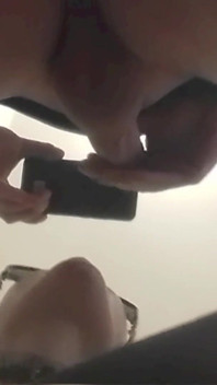 MILF on Her Knees Gives a Blowjob with Cum in Her Mouth