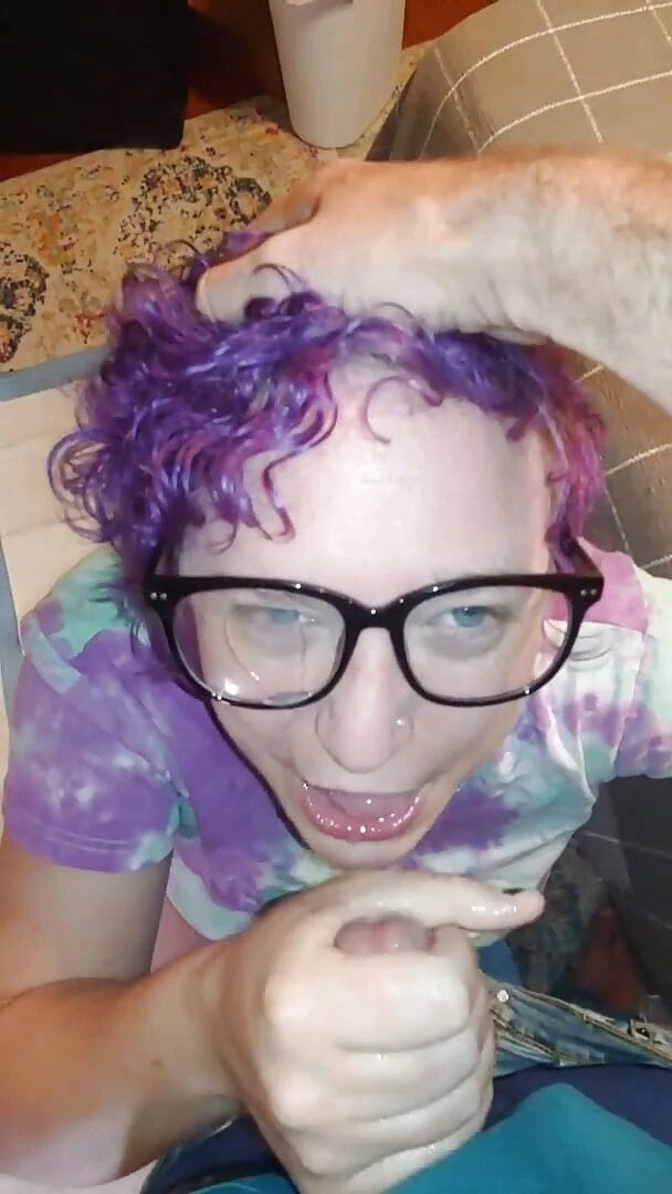 Cum and piss play fun!: Liza works a cumshot out of Andy's cock and all...