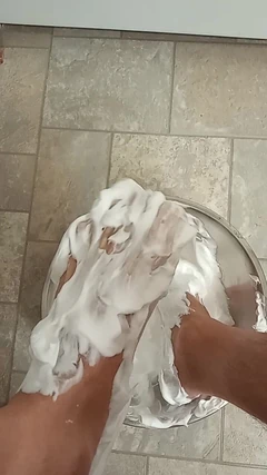 Having Fun with Shaving Cream on My Feet