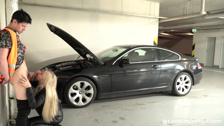 Grandmams: Horny GILF Gets Fucked in a Car Parking Garage - Grandmams