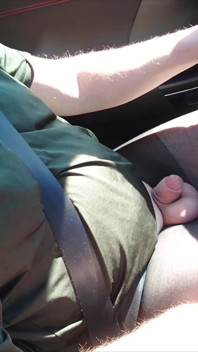 Nylonjunge Driving Car in Black Pantyhose