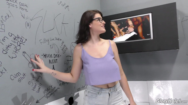 Gloryhole: Michele James loves big black cock - gloryhole