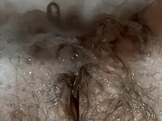 Cuteblonde666: Hot Bath with Hot Hairy Bush Super Long Hair