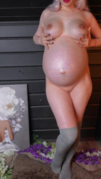 Pregnant Naked in Stockings