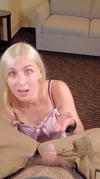A Blonde Sph Expert Laughs at His Tiny Cock