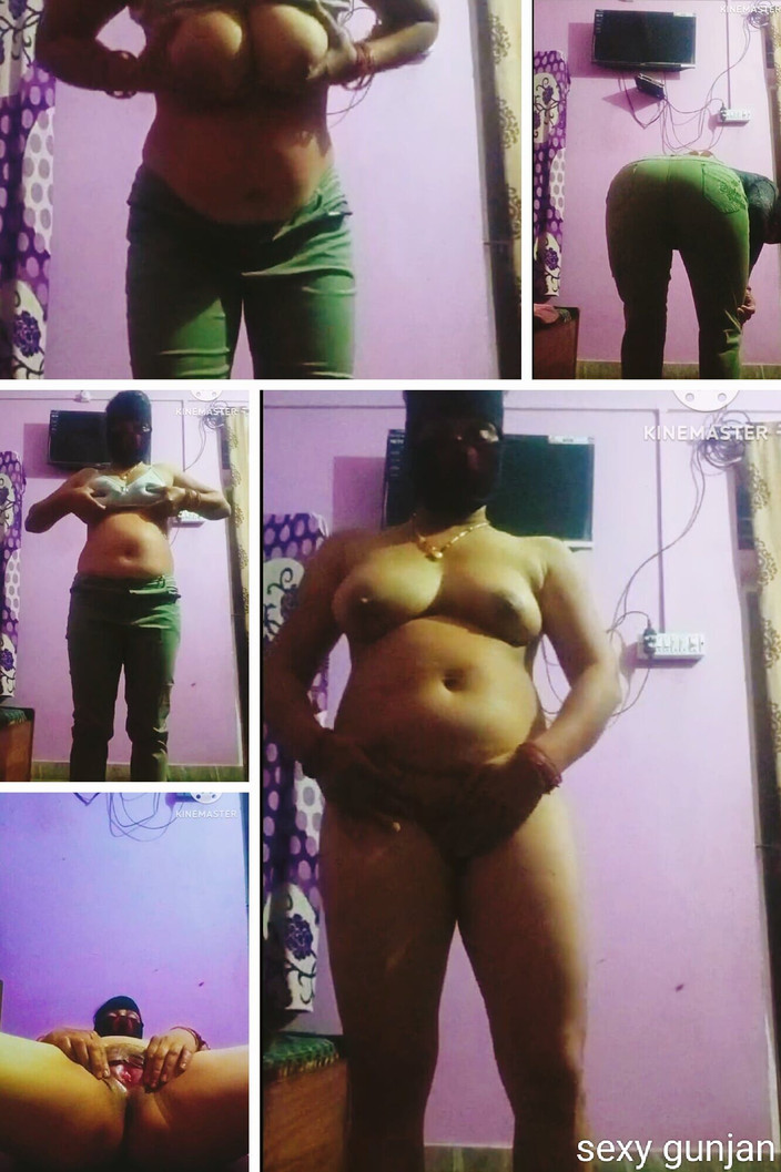 Sexy gunjan: Hintli büyük göğüsler ve götlü yenge üvey oğlunun önünde mastürbasyon yapıyor