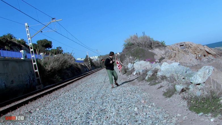 MMM100: Hot french blonde anal fucking by big cock on beach