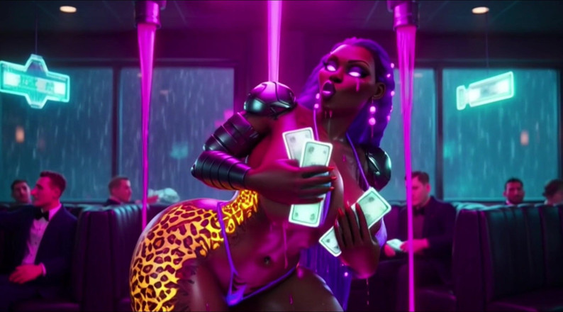 My night collection: Cyberpunk neon oil twerk: оголені хтиві танці на спині 2034