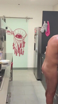 Nude Italian Chef Cooking Spaghetti