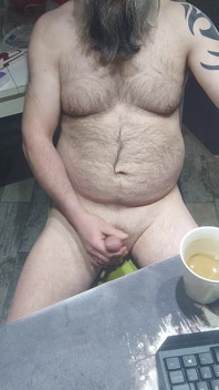 Drinking Morning Coffe and Jerk My Cock