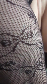Orgasm in Sexy Fishnets with Oiled Big Knockers