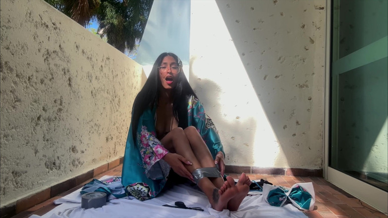 Kink in Time: Starověká asijská vlastní bondage 4K Giselle Amore Sólo rituální fantazie!