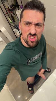 Hot Stepdaddy Jerking off in Bathroom