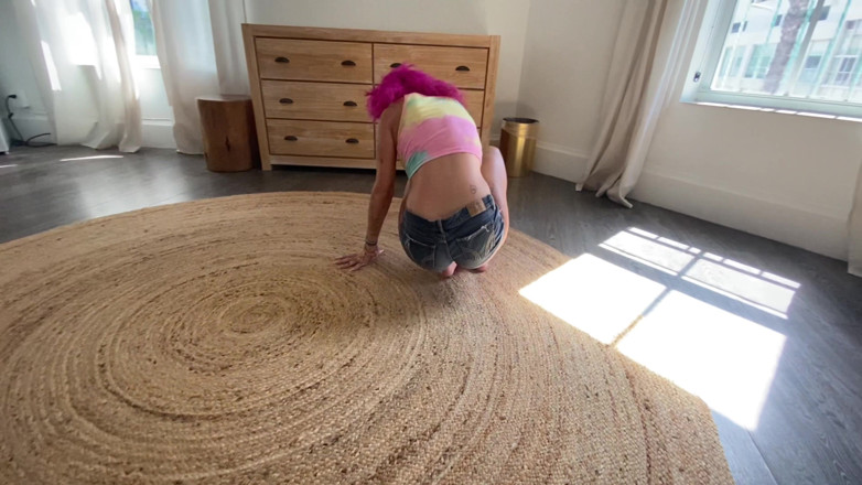 Nali Marie: Rolling in Circles Wearing Jean Shorts Barefoot Petite Bimbo