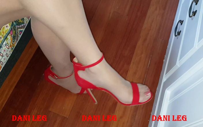 Dani Leg: Curvy Legs, Nude Pantyhose and Hot Red Nails and Shoes
