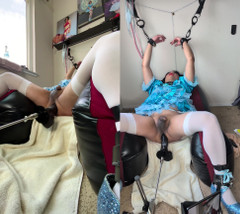 Sissy Candy on Her Inflatable Chair in Self Bondage with Her Fucking Machine thumbnail